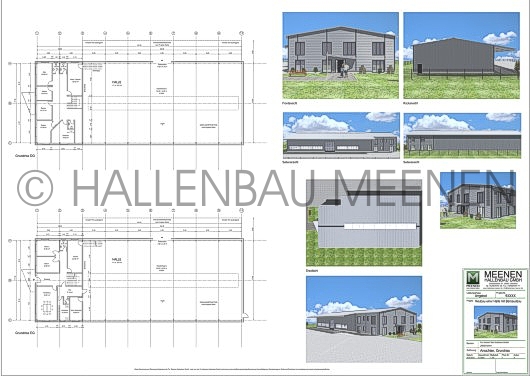 Gesamtplanung Stahlhalle mit B&uuml;ro